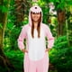 thumbnail image 2 of ¡Onesie Funziez! Disfraz ajustado de dinosaurio rosa de peluche, 2 of 6