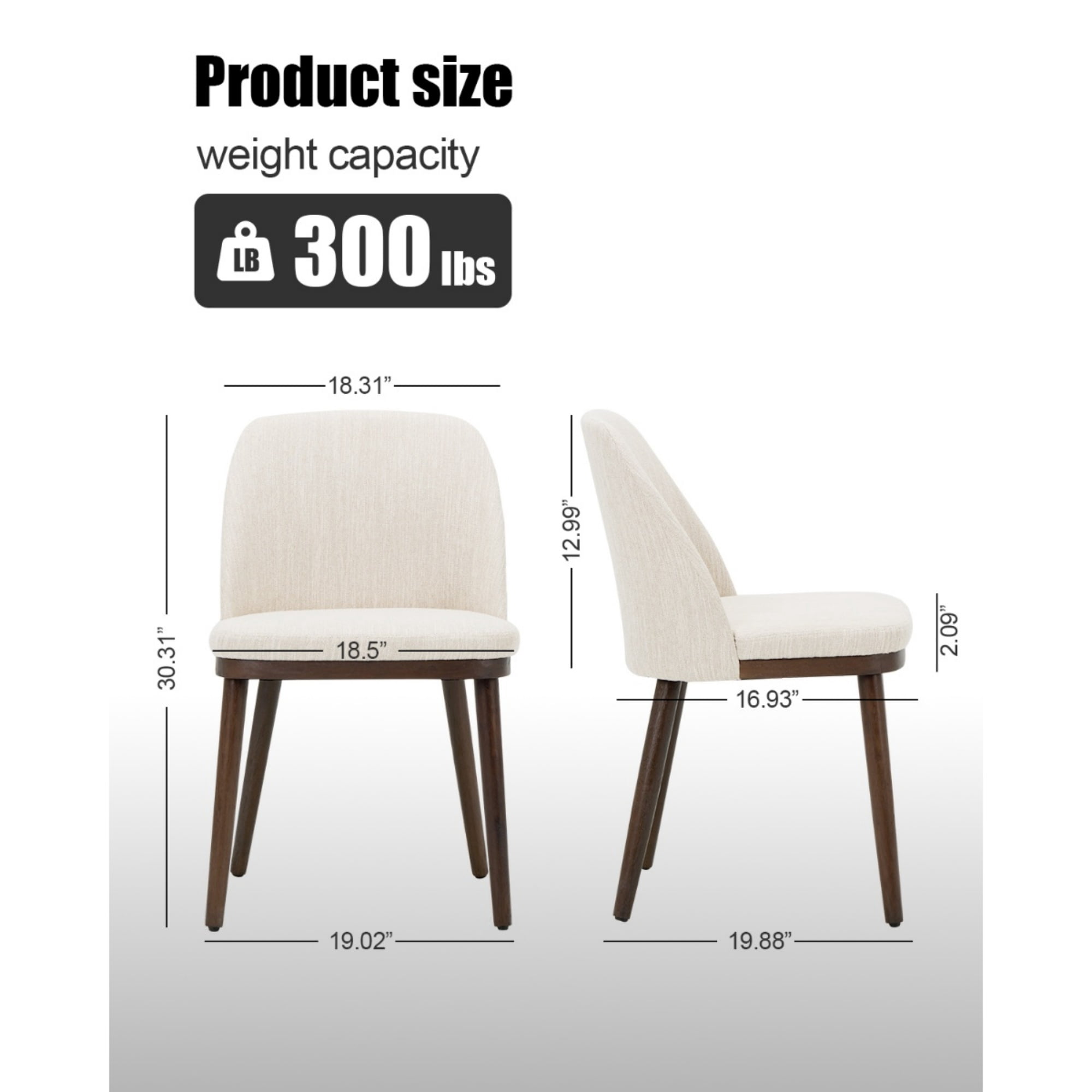 EOP Modern Upholstered Dining Chairs Set of 6, Wooden Dining Side Chairs with Curved Backrest, Armless Kitchen Chairs for Dining Room & Restaurant, Beige