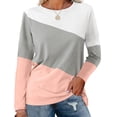 thumbnail image 3 of Sudadera Manga Larga Empalme De 3 Colores Cuello Redondo Casual Lindo Sudadera Con Capucha Para Primavera Otoño Invierno Blanco Gris Rosa S, 3 of 6