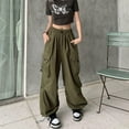 thumbnail image 6 of Women's Casual Pants 2025 Womens Baggy Cargo Pants Streetwear Hop Joggers Sweatpants Drawstring Casual Loose Wide Leg Trousers, 6 of 9