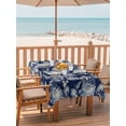thumbnail image 2 of Outdoor Tablecloth with Umbrella Hole for Patio/Picnic/Party/Camping, Dark Blue Coastal Waterproof Table Cloth Rectangle Table Cover Washable, Summer Conch Starfish Scallops Nautical (52"x 70"), 2 of 9