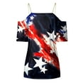 thumbnail image 5 of Dyegold Summer Tops for Women 2023 Trendy, Cold Shoulder Cami Tops for Womens Blouses Dressy 4th of July US Flag Tees Shirt Summer Casual Short Sleeve ​Tunics, 5 of 5