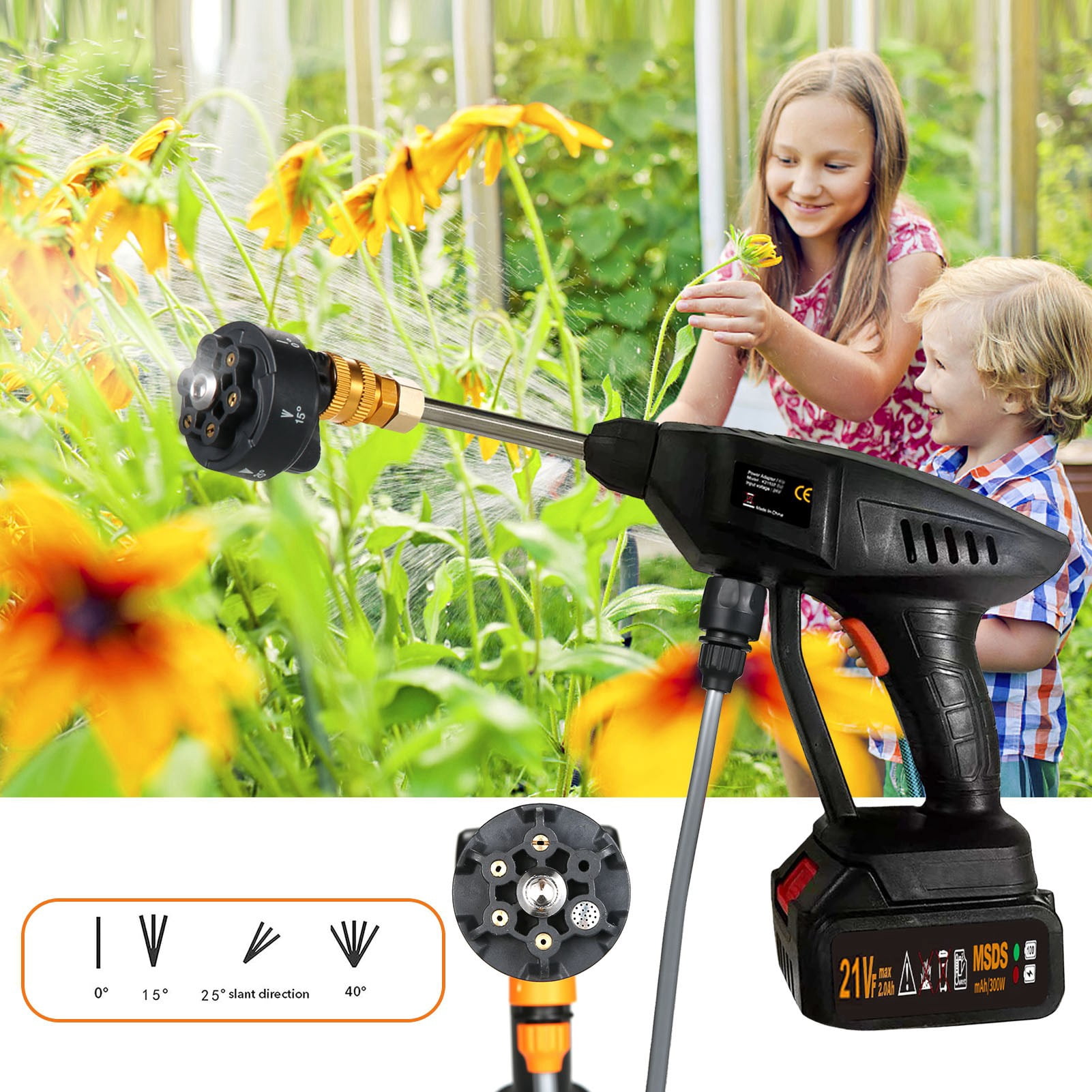 BIMZUC Mulcort 6-in-1 Cordless Power Washer, 60Bar 870 PSI High Pressure Washer Machine with 2 Rechargeable 24V Batteries (2240g / 4.94 lbs) for Car Fence Floor Cleaning Watering