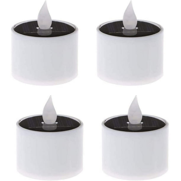 Velas LED con energía solar, velas parpadeantes sin llama, velas electrónicas impermeables para decoración de Navidad, bodas, cumpleaños, paquete de 4