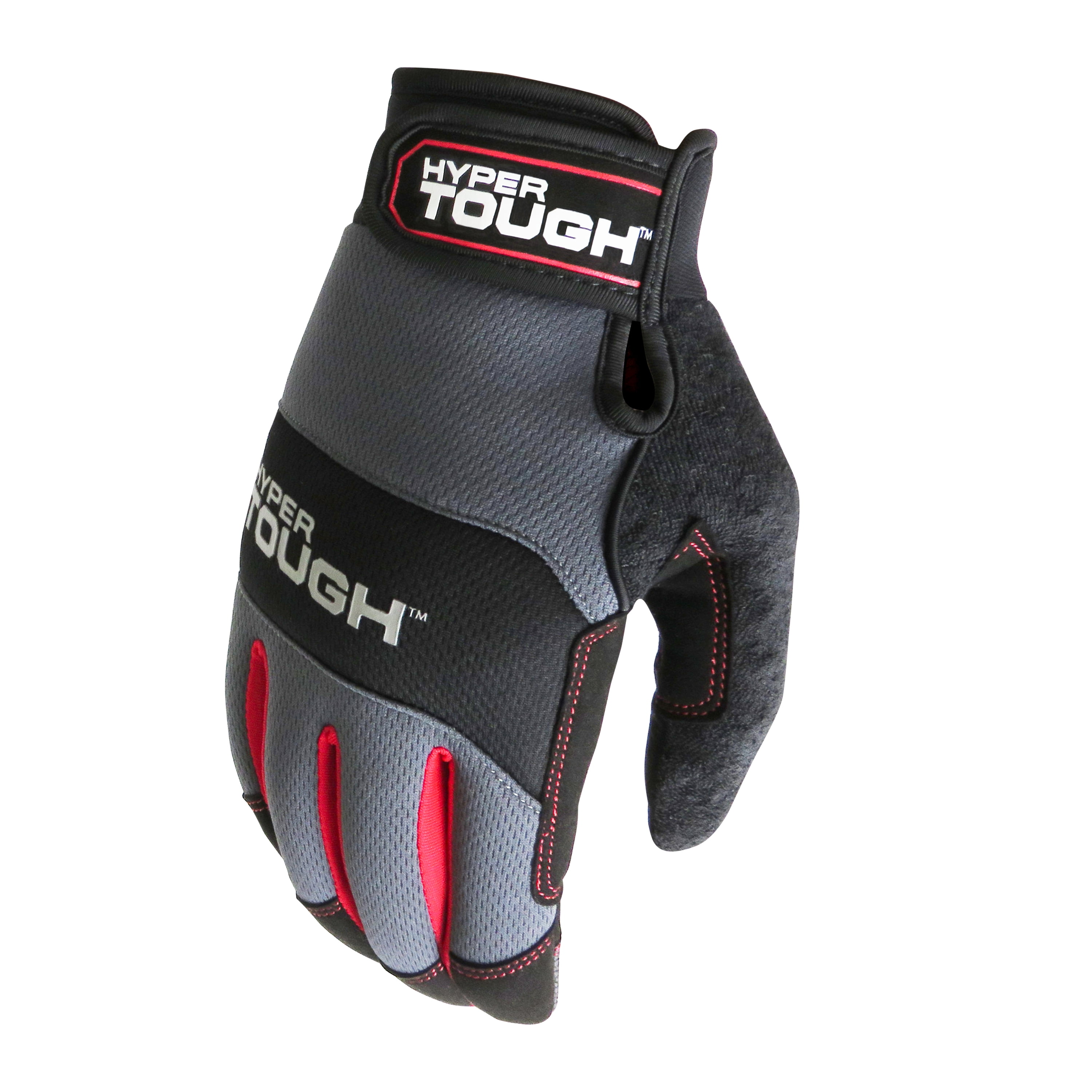 Hyper Tough High Performance Black Synthetic Leather Mechanic Gloves, Men's  Medium