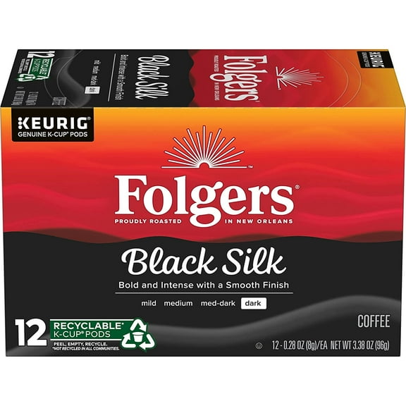 folgers black silk dark roast coffee, 72 k cups for keurig makers