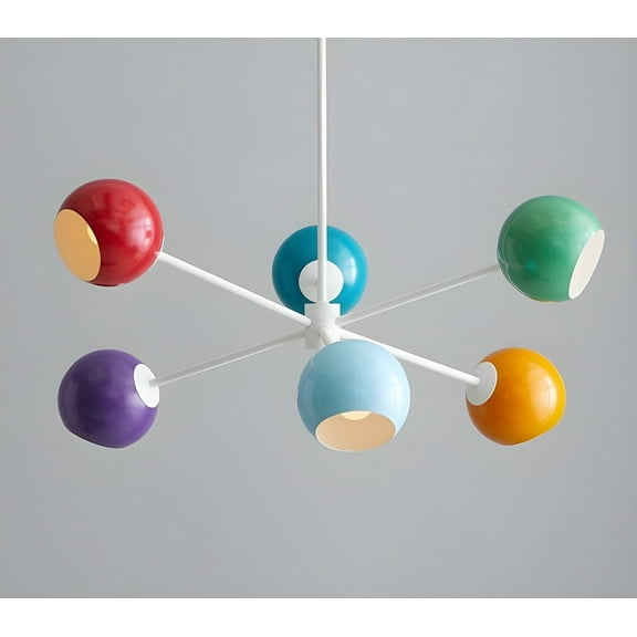 Colourful Globe Chandelier Mid Century Modern Brass Ceiling Mount Fixture Lighting For Home Indoor Decor