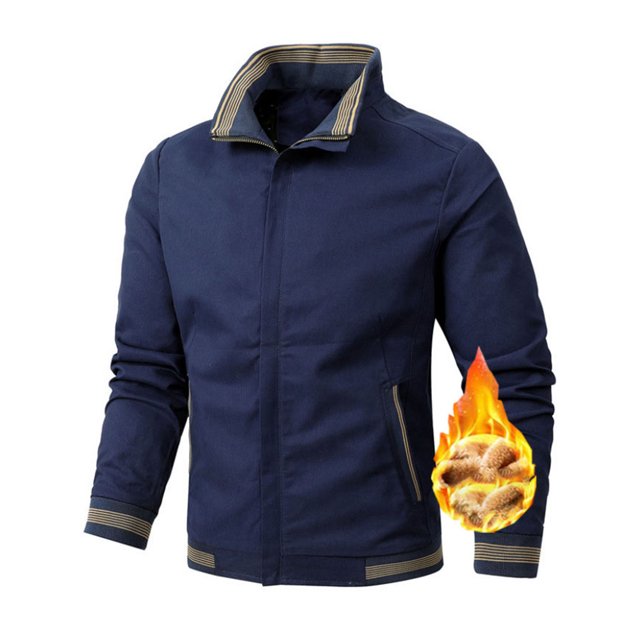 UKAP Men's Winter Warm Jacket Zip Up Outwear Fleece Lining Coat Casual Fishing Overcoats Dark Blue XS