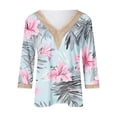 thumbnail image 5 of Xuyuer Women's Printed V-Neck 3/4 Sleeve Blouse, Loose Fit Casual T-Shirt Top for Spring and Summer Outfits, 5 of 5