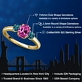 thumbnail image 2 of Gem Stone King 18K Yellow Gold Plated Silver Pink Created Sapphire and London Blue Topaz Engagement Ring for Women | 1.34 Cttw | Oval 7X5MM | Gemstone September Birthstone | Size 5, 2 of 6