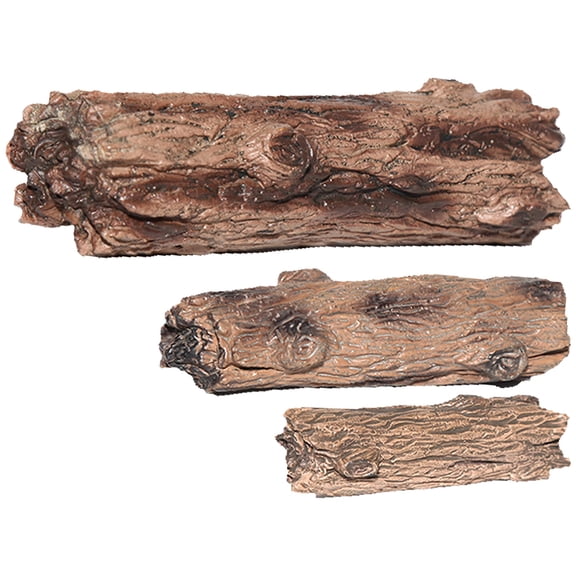 OFFIGAM Brown Resin Simulation Tree Trunk for Garden and Sand Table Decoration 3Pcs