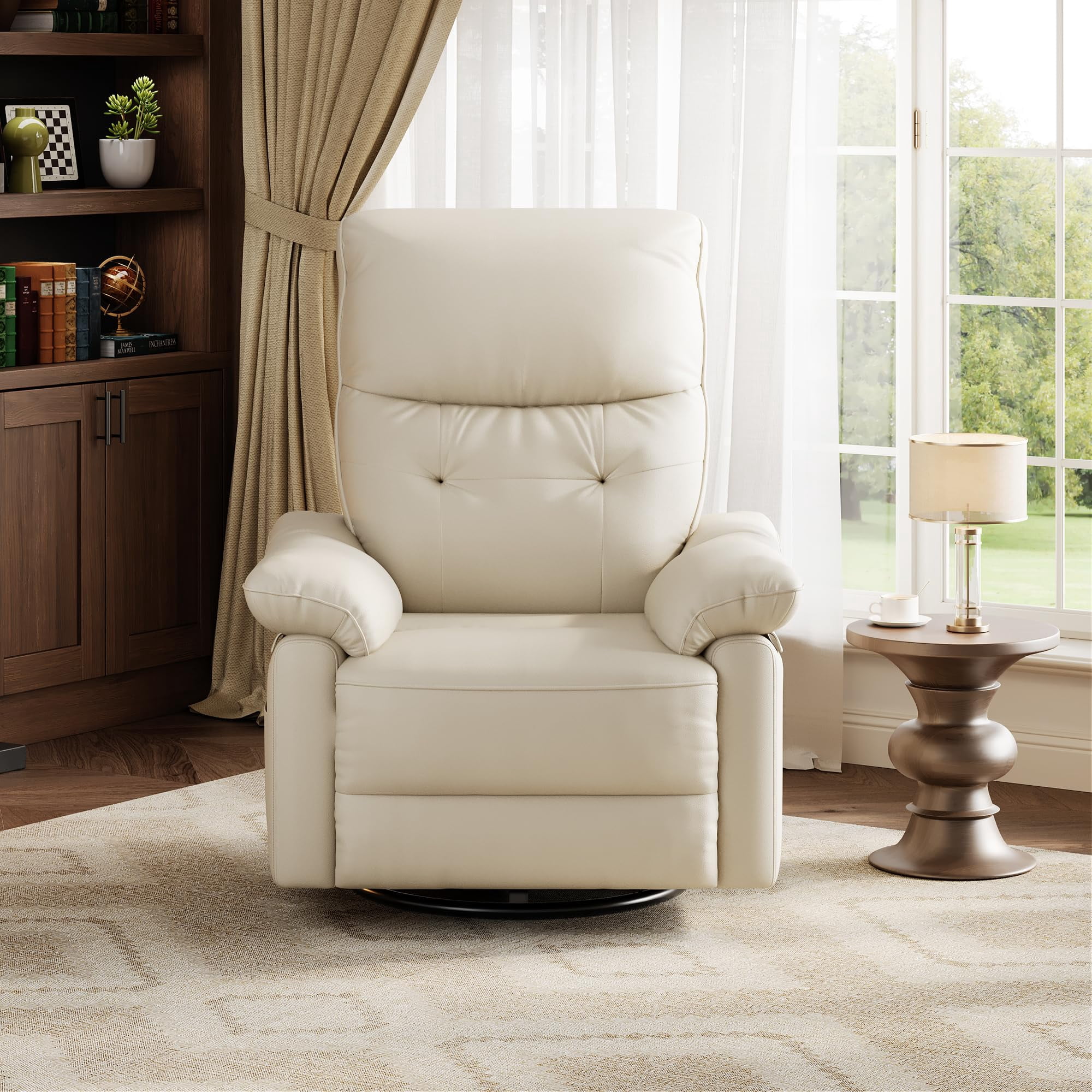 Ataucjin Power Recliner Rocking Chair Nursery Gliders with USB Ports,PU Leather Swivel Rocker Recliner,Upholstered Nursery Glider Reclining Sofa Chair,Ergonomic Lounge for Living Room Bedroom