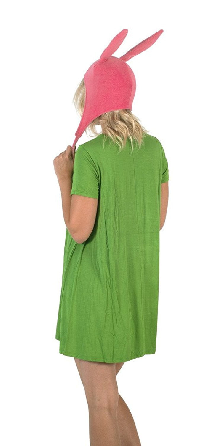 Bob's Burgers Louise Hat with Green Dress Costume Set (X-Large) 