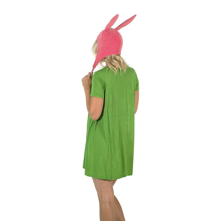Bob's Burgers Louise Hat with Green Dress Costume Set (X-Large