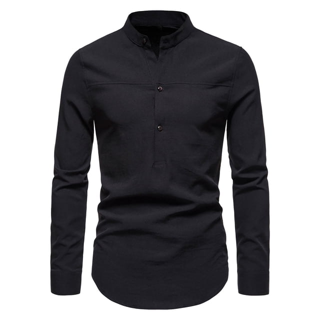 Nueva camisa de negocios ligera con botón de solapa informal de color sólido de manga larga Pompotops oipoqjl27027