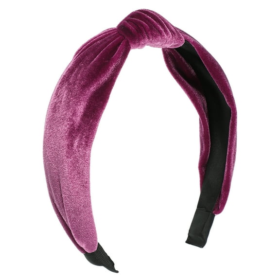 Unique Bargains Velvet Knotted Headbands Hairband for Women 1.2 Inch Wide Dark Pink