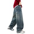 thumbnail image 3 of Caixia Boys Baggy Cargo Jeans Wide Leg Skater Pants | Soft Denim, Elastic Waist, Cargo Pockets, Loose Fit, Hop Streetwear, 3 of 6