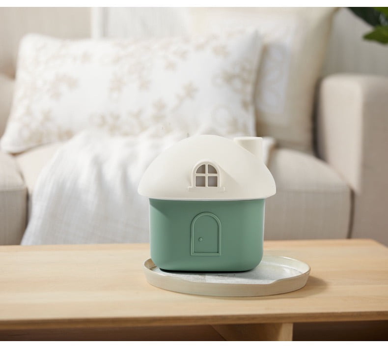 300ml Small House Humidifier with 7-Color Ambient Light, USB Rechargeable Cool Mist Humidifier, 2-Speed Timed Spray, Quiet Personal Humidifier for Bedroom, Office, Baby Room & Travel, Green/Pink