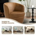 thumbnail image 5 of DREAMSIDEA Swivel Club Barrel Chair, Faux Leather Swivel Accent Chair Upholstered Barrel Armchair for Living Room- Brown, 5 of 5