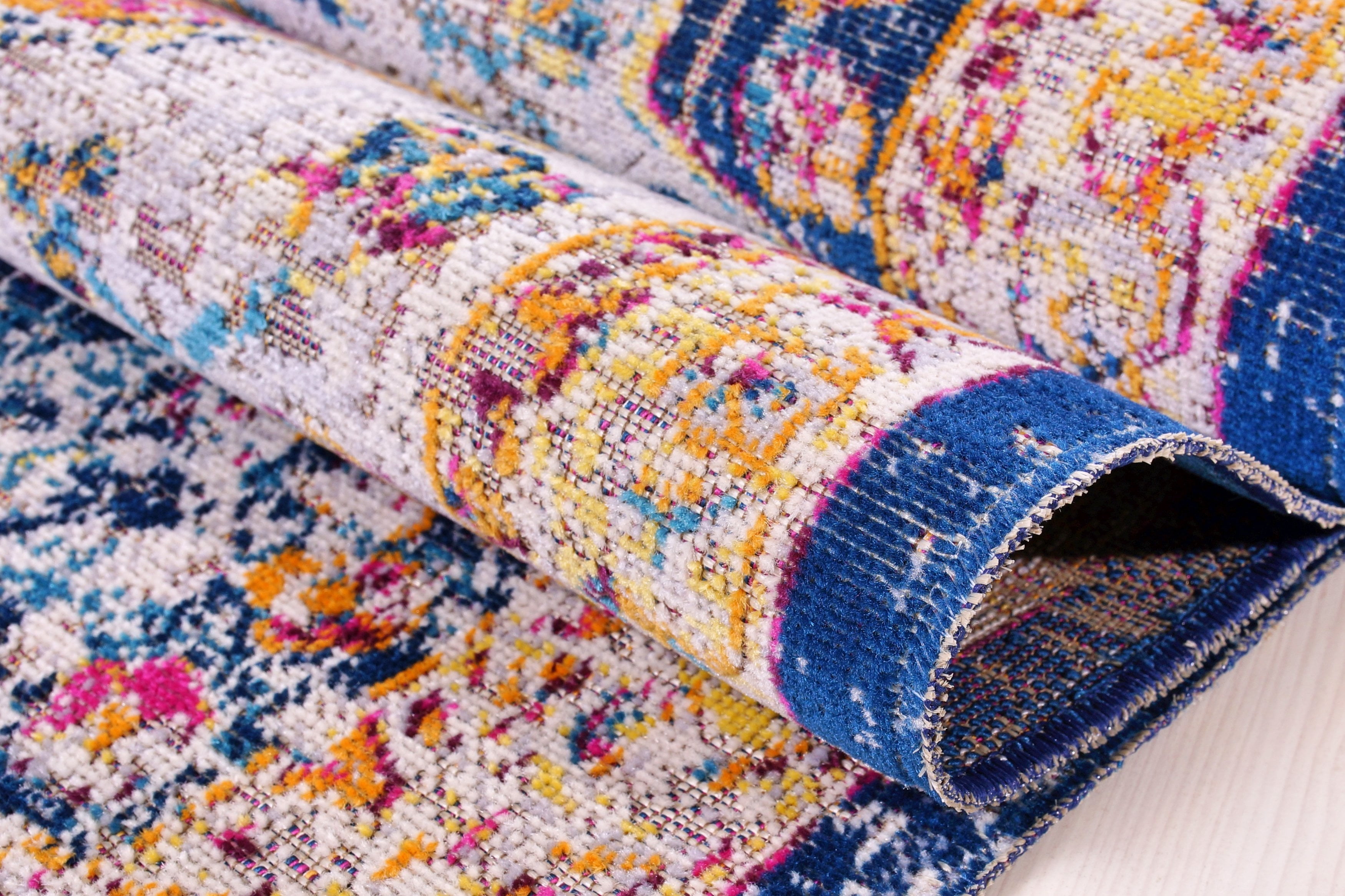 Orlando Blue Yellow Traditional Indoor/Outdoor Area Rug 1 ...