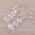 thumbnail image 4 of NOVICA Rainbow moonstone dangle earrings, 'Natural Ellipses', 4 of 7