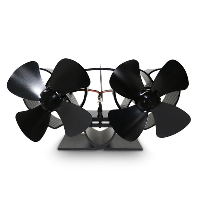 Ventilador de chimenea para sala de estar, quemador de leña de leña, ventilador de estufa con dos cabezales, ventilador térmico, negro Methold HA007779-01B