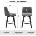 thumbnail image 5 of PAPROOS Swivel Bar Stools Set of 2, Modern Counter Height Stools with Linen Upholstery, Kitchen Barstools with Solid Wood Frame for Kitchen Island, Dark Gray, 5 of 11