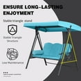 thumbnail image 6 of PURPLE LEAF Outdoor Patio Porch Swing with Stand, 3-Seat Swing Chair with Adjustable Tilt Canopy All-Weather Steel Frame for Backyard Front Porch Lawn, Cushions and Pillow Included, Turquoise Blue, 6 of 11