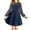 Navy, variant on SERTG Girls Summer A-Line Dress with Sheer Layered Detail Round Neck Long Sleeve Skirt Versatile Outfit for Kids 5-16 Years(Blue,10 Years)