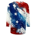 thumbnail image 5 of Frostluinai Women's USA Star Stripes Fourth July Tee Shirts 3/4 Sleeve American Flag Shirts Crew Neck Red White and Blue Tees Gifts, 5 of 5