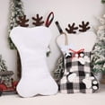 thumbnail image 5 of 20" Christmas Stockings Dogs Pets, Xmas Pet Stocking with Bone Shape Buffalo Plaid for Xmas Indoor Home Family Holiday Party Decor, 5 of 8
