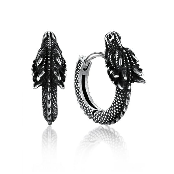 Bandmax Stainless Steel Dragon Huggie Hoop Earrings for Men Women Punk Cool Mens' Hoop Earrings Jewerly Gift for Halloween Christmas Birthday