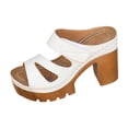 thumbnail image 2 of Sandals for Women Women's Slippers Women's Fashionable Casual Spring And Summer Solid Color Closed-Toe High Heels Heel Slippers,White,39, 2 of 9