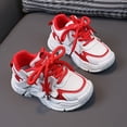 thumbnail image 5 of CAUYDY Boys Kids Black Mesh Athletic Running Shoes Lightweight Non Slip Lace Up Dad Sneakers for School Playground and Casual Wear(L101-Red,8), 5 of 9