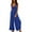 A-Blue, variant on Jumpsuits for Women Summer Sleeveless Solid Color Overalls Backless Wide Leg Pants Rompers Beach Vacation Clothes for Women with Pockets