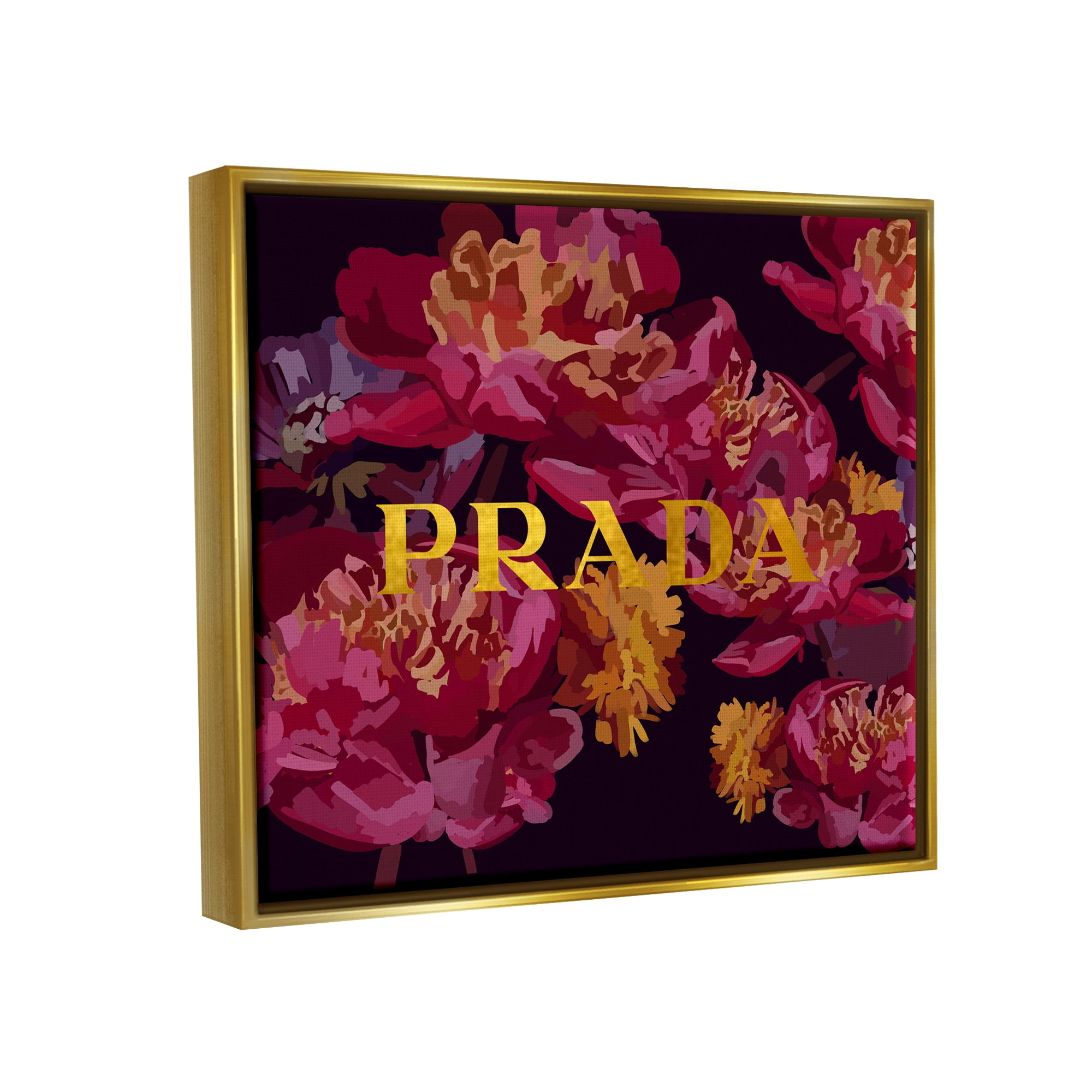 Stupell Industries Glam Peonies Pattern Botanical & Floral Painting Gold Floater Framed Canvas Art Print Wall Art, 21 x 17