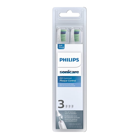 Philips Sonicare Optimal Plaque Control replacement toothbrush heads, HX9023/65, BrushSync technology, White 3-pk