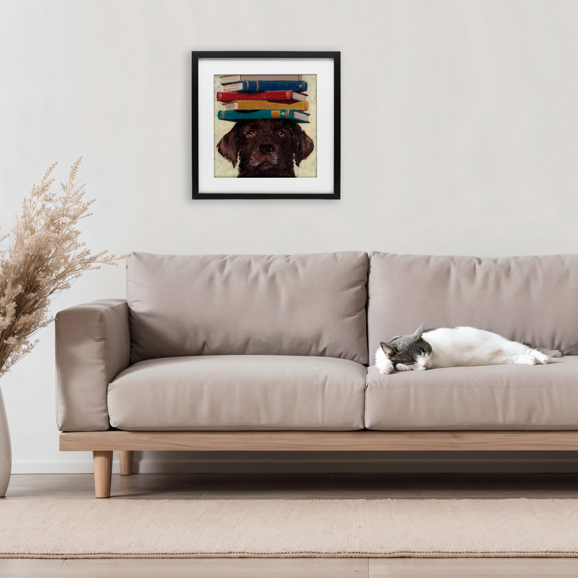 Stupell Industries Studious Abby Dog Black Framed Print Under Glass, design by Studio Bautista