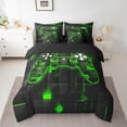 thumbnail image 2 of Manfei Gamer Gaming Twin Bedding Sets 7-Piece,Modern Video Game Bedding Comforter Set 7-Piece,Green Geometric Hexagon Sheet Sets For Kid Boy,Lightweight Room Decorative Reversible, 2 of 7