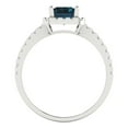 thumbnail image 4 of 1.86ct emerald cut natural london blue topaz 14k white gold halo Bridal Wedding Engagement Promise Anniversary Ring for Women size 8.25, 4 of 7