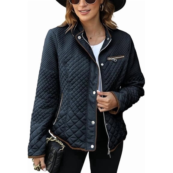 Giolshon Women's Stand Collar Lightweight Quilted Puffer Jacket Padded Zip Coat