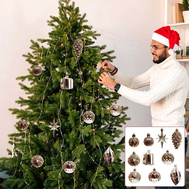 Xihbxyly 12 Adornos Navideños para Árbol de Navidad, Bolas de Plástico Brillantes, Reutilizables, para Colgar En El Árbol, Ideales para Oficinas, Hoteles y Mansiones. Juego de 12.