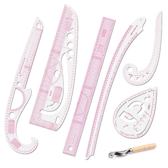 7-Piece Sewing Ruler Set for Clothing Cutting and Pattern Making