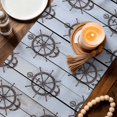 thumbnail image 3 of Nautical Brown Anchor Table Runner 72 Inches, Coastal Ocean Sea Grey Wooden Grain Bed Runner Dresser Scarves Tabletop for Indoor Outdoor Parties/Ceremony/Banquet, 14" x 72", 3 of 9