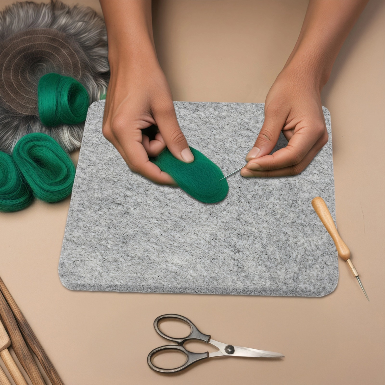 4 Pack Wool Ironing & Felting Mats (10x10 in) - Needle Felting Pad | Heat-Resistant Felt Ironing Mats for Crafts, Dry Cleaning & DIY Projects