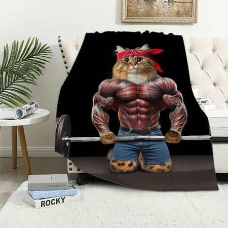 Bciig Humorous Cat Warm Lightweight Blanket Soft Fleece Blankets All Seasons Sofa Decor Gift 40x50in