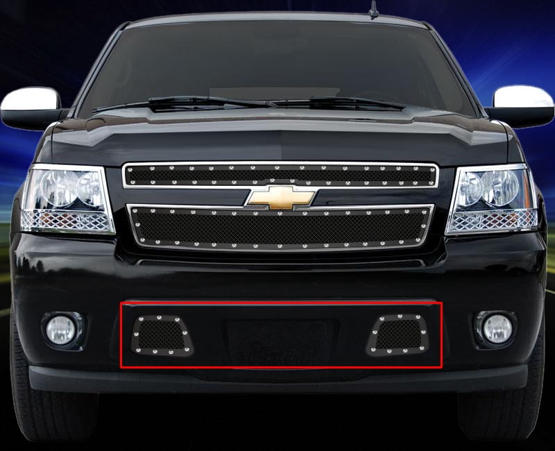 Stainless Steel Mesh Grille Insert Kit For 2007-2014 Chevy Tahoe, Suburban, Avalanche (Not Z71) - Chrome, 4-Piece