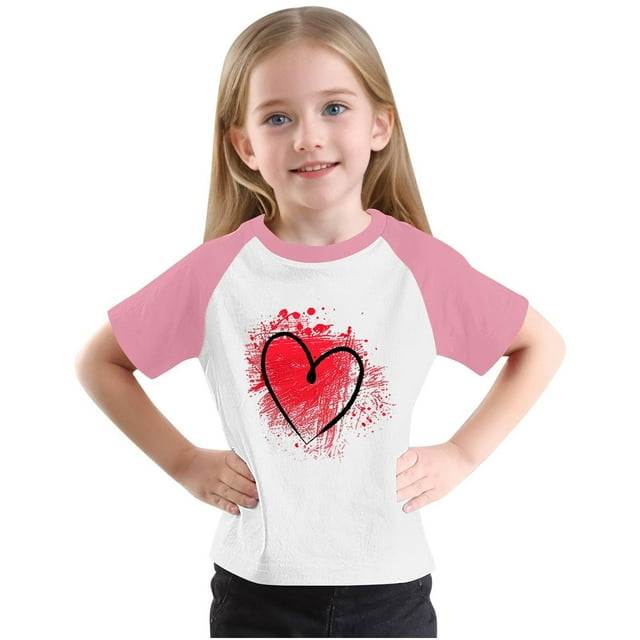 RXIRUCGD 2025 Vêtements d'Été pour Enfants Tout-Petits Garçons Filles Mode Mignon Col Rond Imprimé Manches Courtes Haut