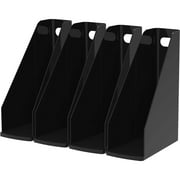 Storex Modern Gloss Magazine File, Black, 4-Pack