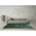 thumbnail image 3 of Ahgly Company Indoor Round Abstract Turquoise Blue Modern Area Rugs, 8' Round, 3 of 4